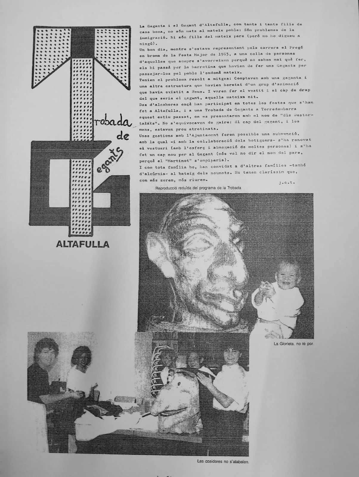 Trobada Gegants Altafulla 1985 Portada